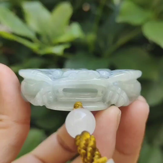High Quality Light Green Hue with Yellow Patches Natural Type A Jadeite Jade crafted as the flying pixiu as Pendant, certificate weighs 85.45 grams, measurement 54 * 54.6 * 14.6 mm (pendant312)