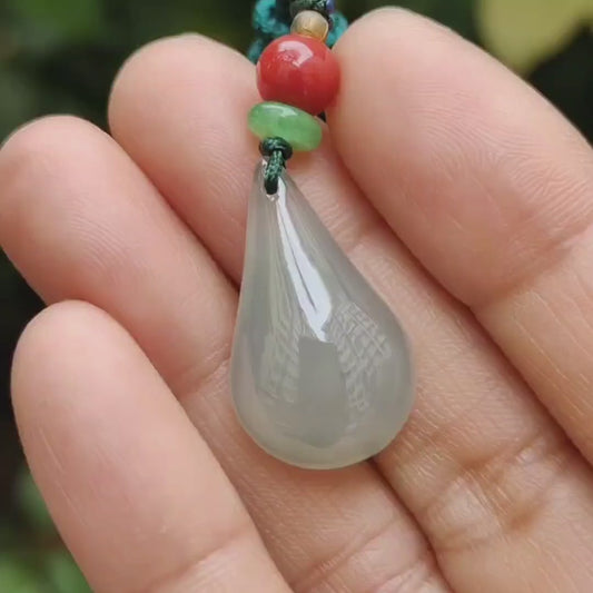 Drop Shape Crafting on Natural Type A Jadeite Jade as Pendant in Singapore with certificate weighs 5.93 grams, measurement 24.5 * 14.6 * 6.1 mm (pendant 334)