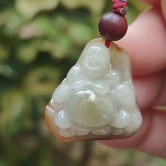#Terjual - Barang Baru Penjual Lokal SG Kecil tapi Berkualitas Baik Giok Jadeite Kuning Alami Tipe A dibuat sebagai Liontin Buddha Milo sertifikat berat 8,52 gram, ukuran 22,6 * 21,4 * 12,8 mm (pendant346)