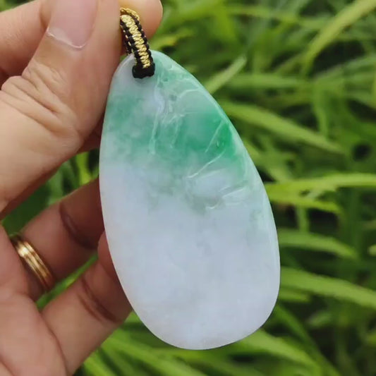 Newly Listed SG Local Seller #2 Crafted with Sceneries on Natural Type A Jadeite Jade certificate weighs 23.71 grams, measurement 56.6 * 31.1 * 6.5 mm (pendant366)