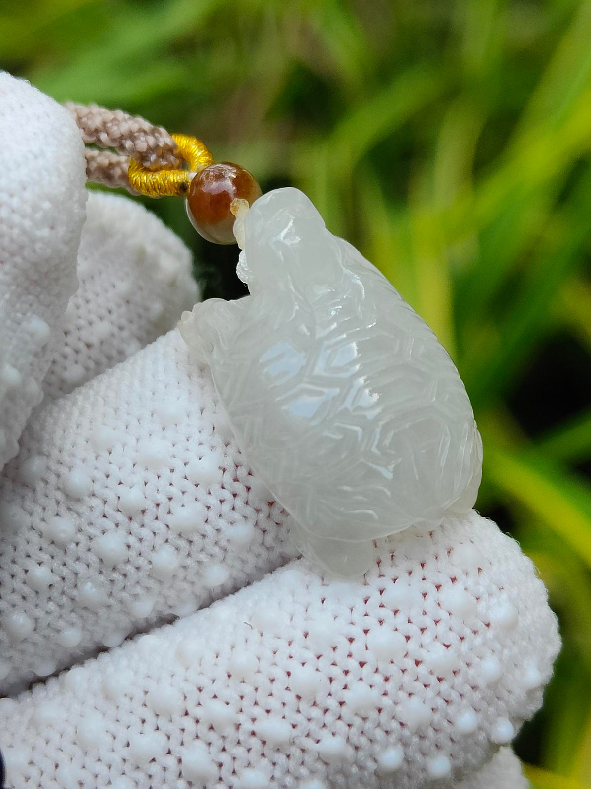 Natural Type A Jadeite Dragon Turtle Pendant | Icy White | 4.86g | Certified | Earth & Water Harmony - SKU: Pendant2604