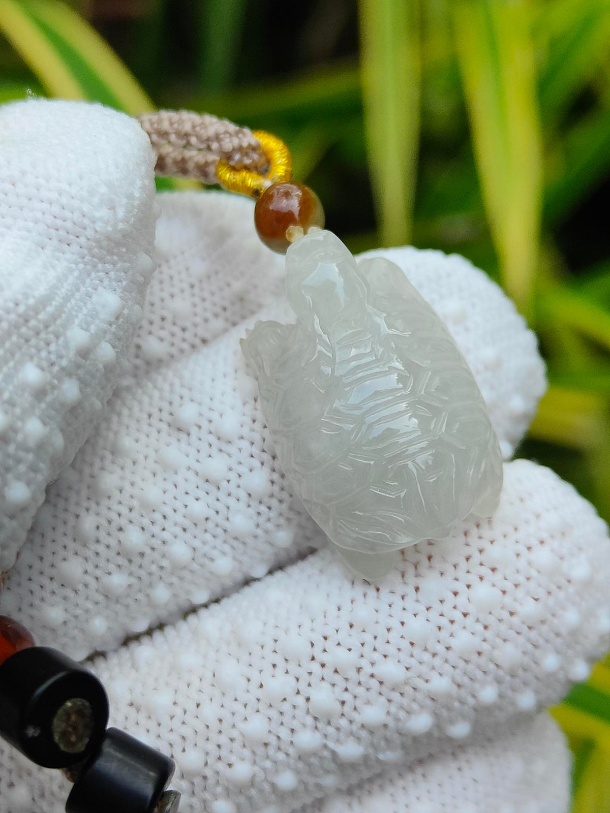 Natural Type A Jadeite Dragon Turtle Pendant | Icy White | 4.86g | Certified | Earth & Water Harmony - SKU: Pendant2604