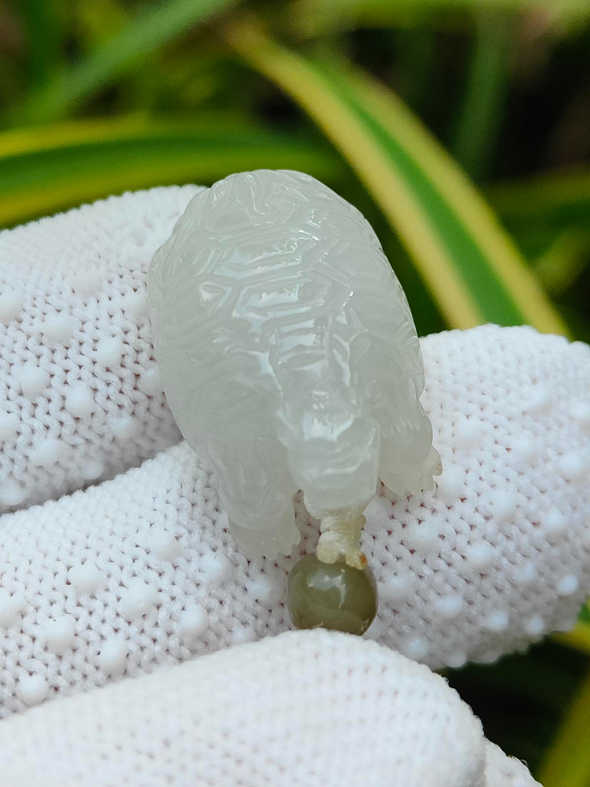 Natural Type A Jadeite Dragon Turtle Pendant | Icy White | 4.86g | Certified | Earth & Water Harmony - SKU: Pendant2604