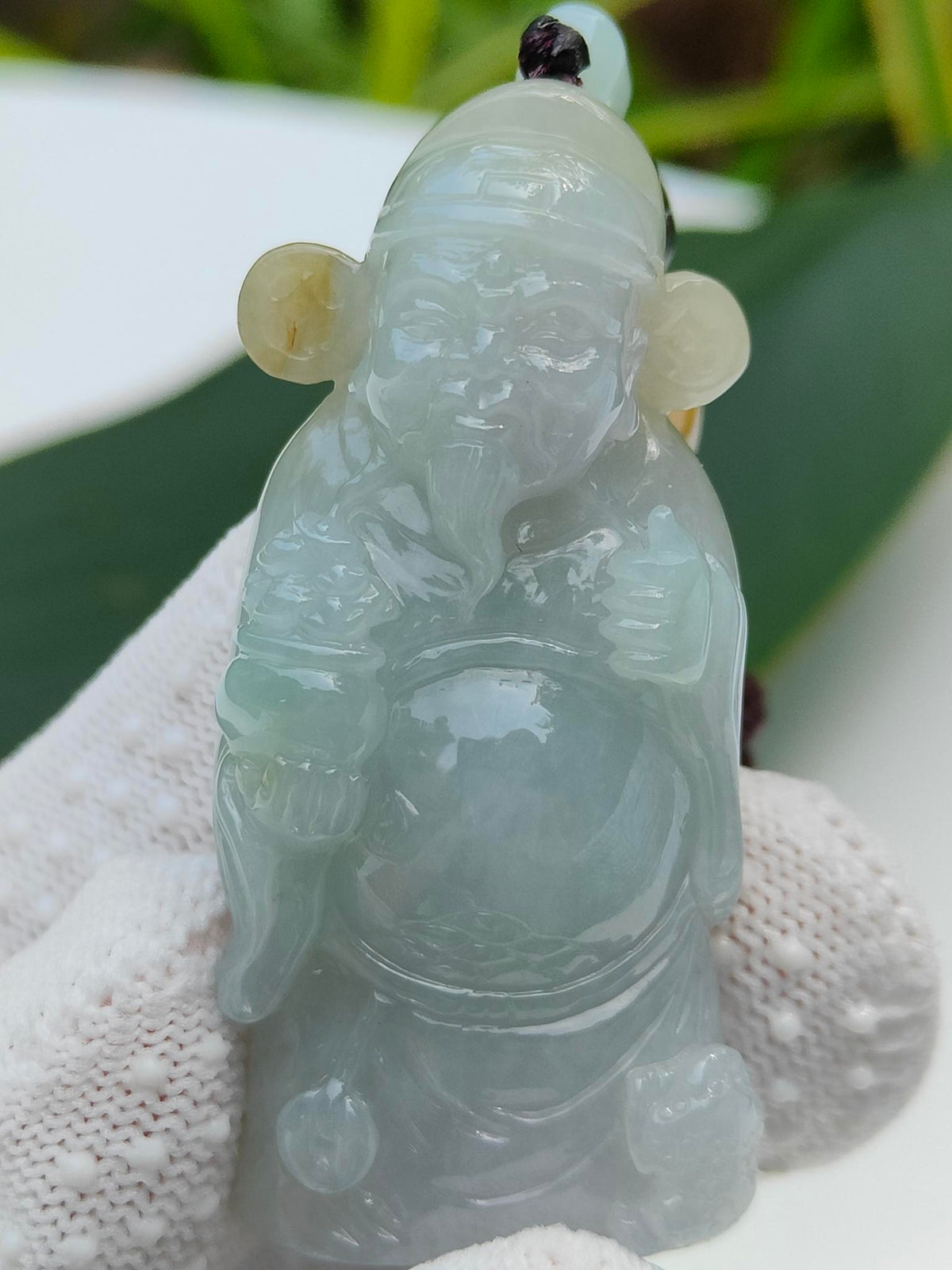 Natural Type A Jadeite Jade God of Wealth Pendant | Three-Legged Toad & Thumbs Up | Good Fortune - SKU: Pendant2602