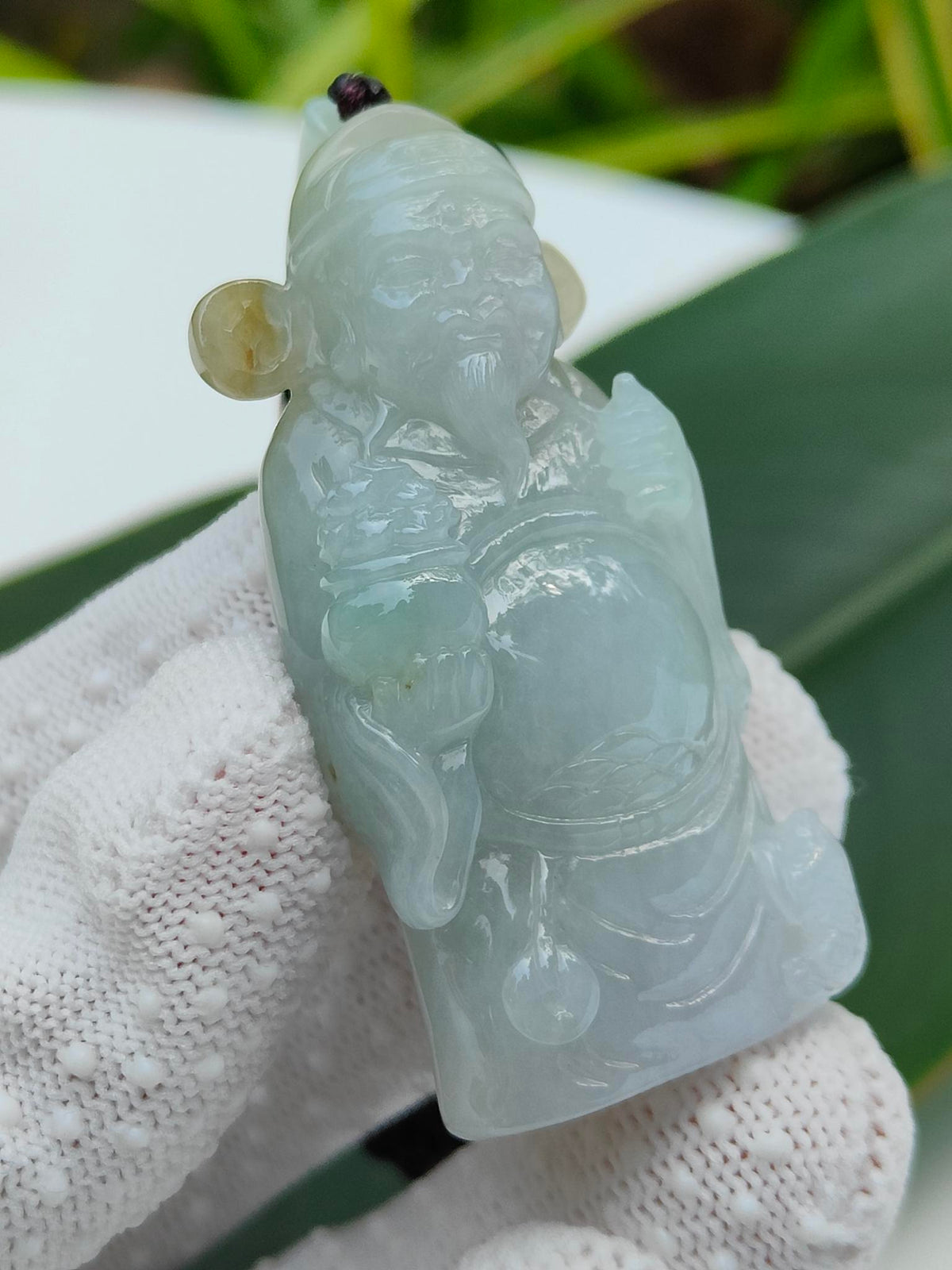 Natural Type A Jadeite Jade God of Wealth Pendant | Three-Legged Toad & Thumbs Up | Good Fortune - SKU: Pendant2602